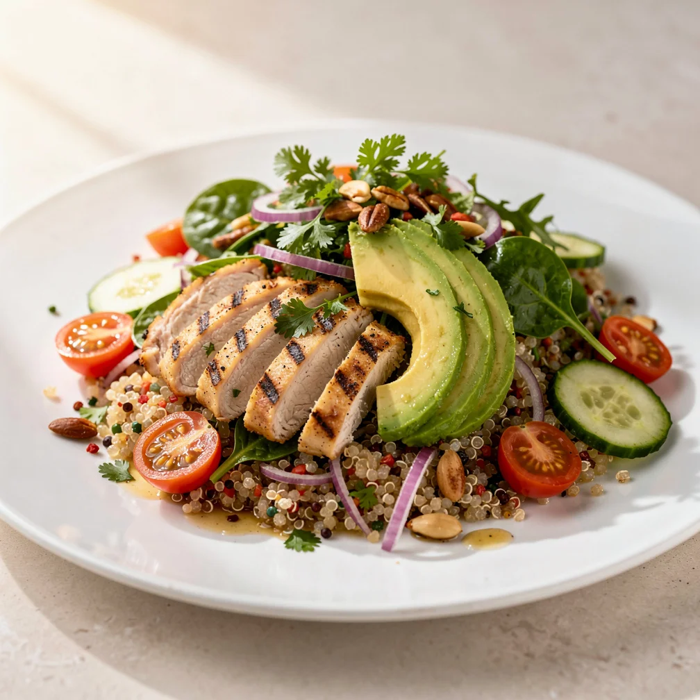 Salada Colorida de Quinoa com Frango e Abacate