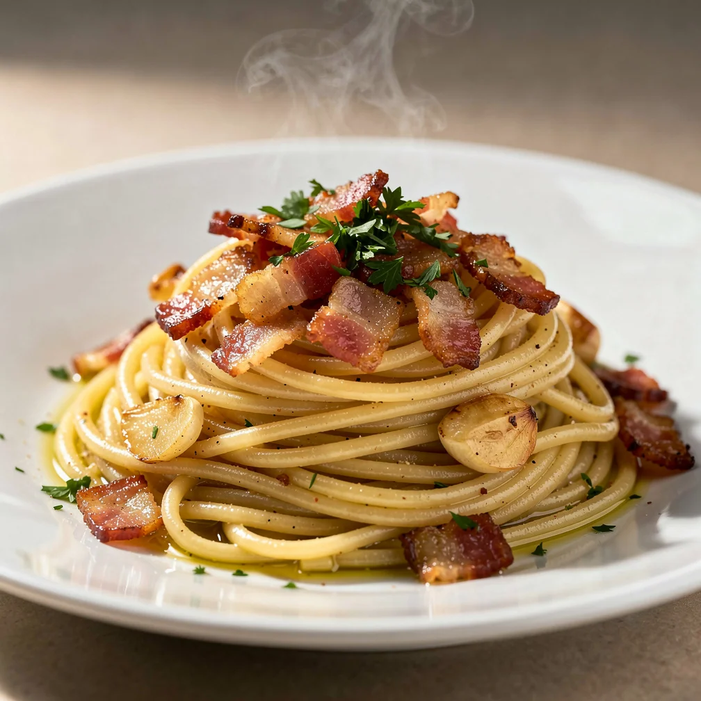 Macarrão Alho e Óleo com Bacon